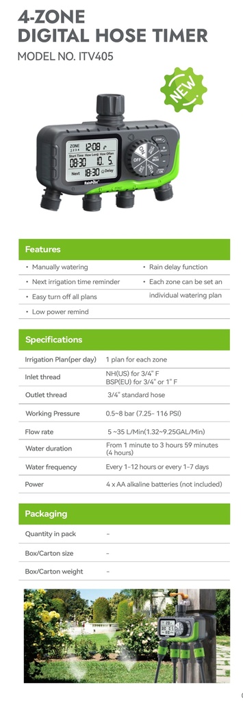 Frontier Smart Water Timer - 4 Zone