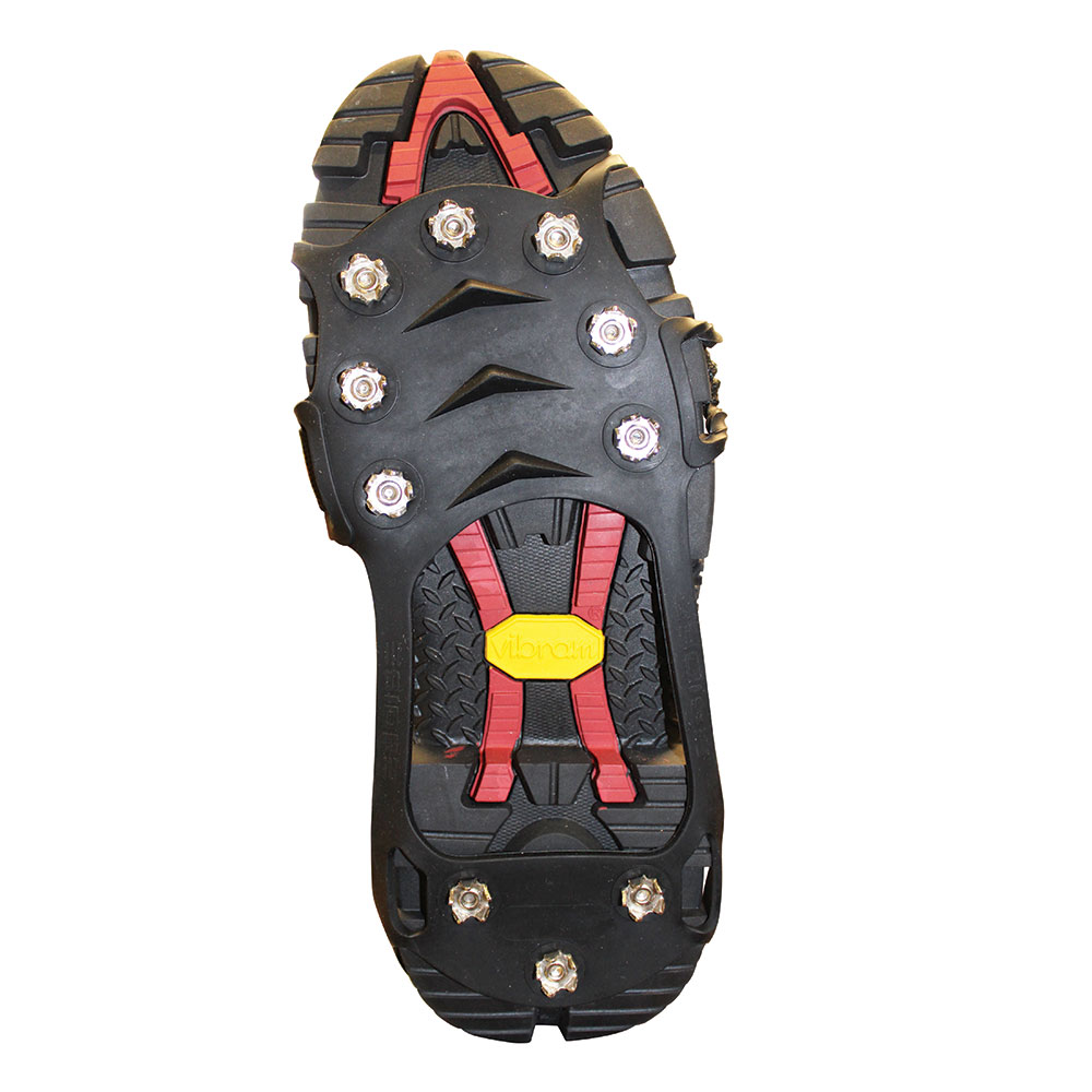 Ice Cleats - Elasticized Ice Gripper with velcro strap, 10 studs, Black, Frontier - for shoes sizes 8 to 12