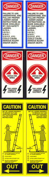 Fire Ladder Label - Pair - (Danger/Electrical/Angle label) 