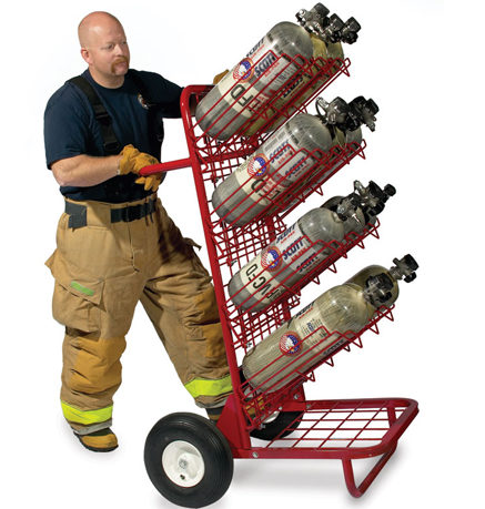 GearGrid - Mobile SCBA Cylinder Cart w/ (3) shelves & straps