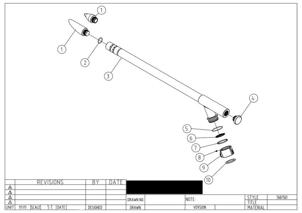 Replacement Parts - for Piercing Nozzle 38mm (1.5") - 3ft Length