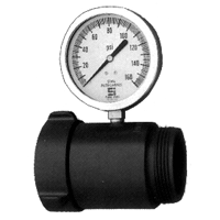 In-line flow/test pressure Gauge