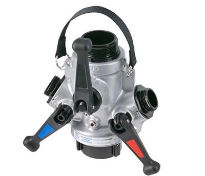 Water Thief 3-Way w/valves - 65mm BAT Female inlet x (2) 38mm NPSH male outlets & (1) 65mm BAT male outlet - TFT