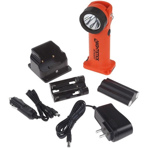 [017398806312 (710000793)] Bayco Nightstick INTRANT Dual-Light Right Angle Flashlight (Rechargeable, Red)