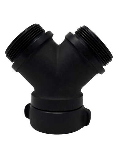 [710003967] Wye plain, no gates, 65mm (2.5") BAT Female Swivel Inlet x (2) 65mm (2.5") BAT Outlets, Firelite Rockerlug
