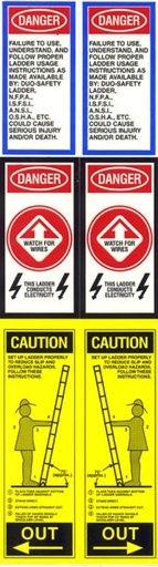 [P-6808] Fire Ladder Label - Pair - (Danger/Electrical/Angle label) 