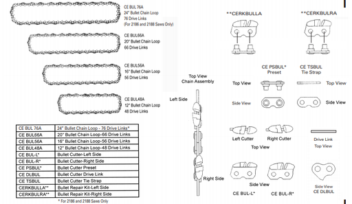 Cutters Edge 2188/2165 Model -  Bullet Chain